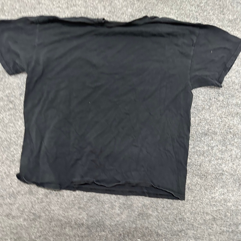 Unbranded T-Shirt Womens Size L Black Cropped Raw Hem Short Sleeve Casual Soft